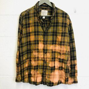 Custom Bleach Dyed Flannel - Dark Green/Brown